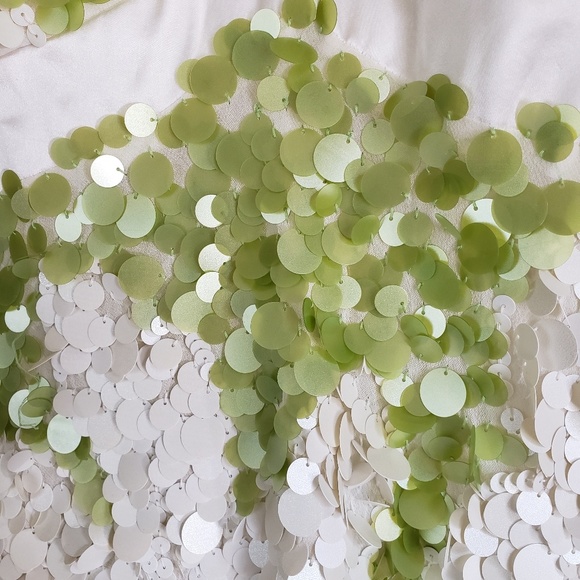 Citrine White & Green Cocktail Size 2 Strappy Sequin Dress Holiday - Picture 5 of 5